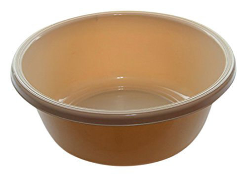 Lavabo rond en plastique, Beige, H 5,75 po x l 13 po x P 13 po
