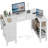 Built-in Outlets L-Shaped Computer Desk with Drawers & Storage Shelves-1421181444-1417777655
