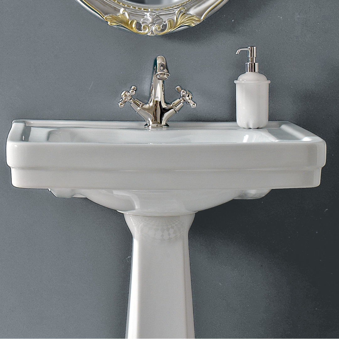 Splash Plate Ceramic Wall Hung Basin with Tap