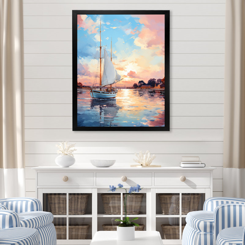 Port Port tranquille - impression, Cadre photo noir, H 20 po x l 12 po x P 1 po