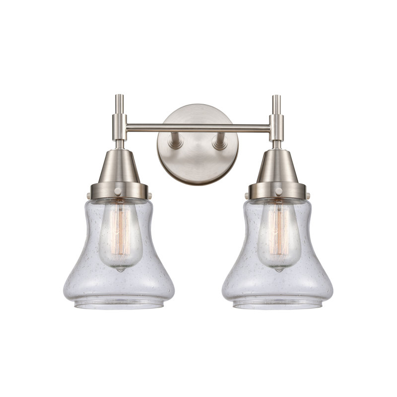 Éclairage pour meuble-lavabo à 2 lumières à intensité variable Gayle, Grainé, Ampoule DEL rétro 4 watts, Nickel satiné