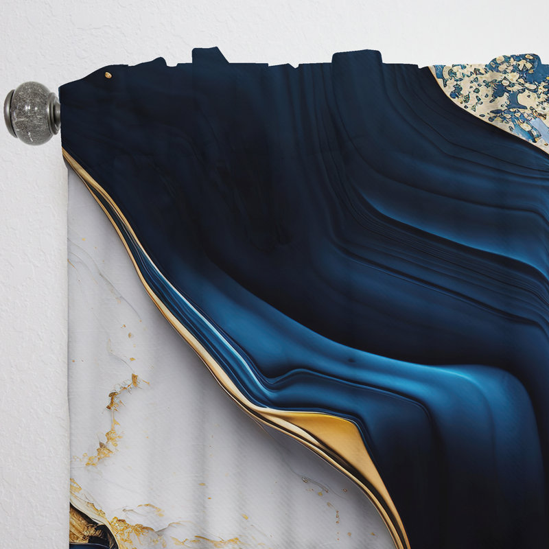 Abstract Geode Waves Gold I - Rideau abstrait - Velours obscurcissant - 1 panneau, L 52 po x L 84 po