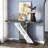 Rillamas 47.24'' Mirrored Glass Console Table Imitation Marble Sofa Entryway Table