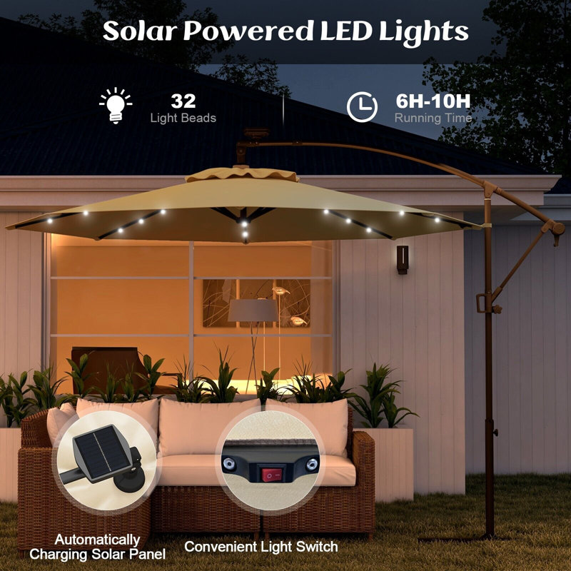 300cm Lighted Tilt Cantilever Parasol