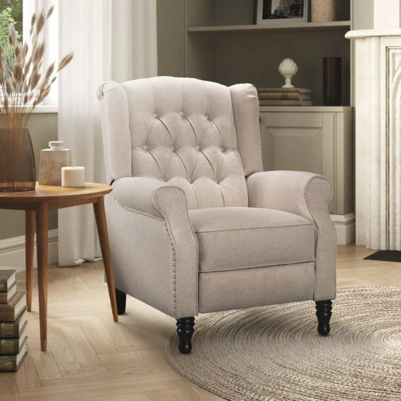 Sholes 78cm Wide Wing Chair Recliner, Beige