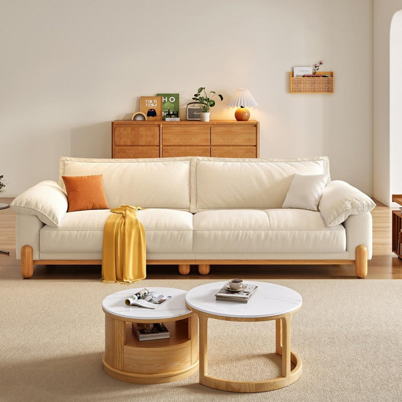 Coussin modulaire beige en polyester, Beige, 35.43" H x 110.24" W x 39.37" D