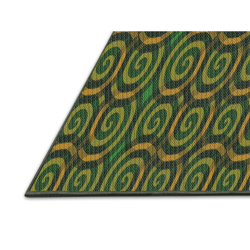 Tapis décoratif vert géométrique, Rectangle 2 pi x 5 pi