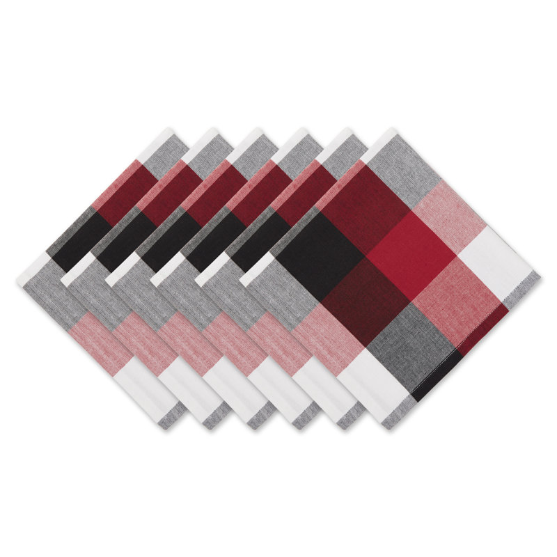 Betzabel Cotton Checkered Square Napkin, Cardinal Red