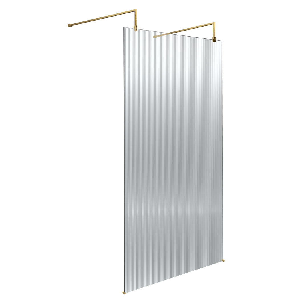 Fluted 1948mm H Frameless Wet Room Screen with Glass