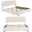 Lit plateforme très grand avec boucle, lit plateforme tapissier en tissu doux avec tête de lit courbée, beige
