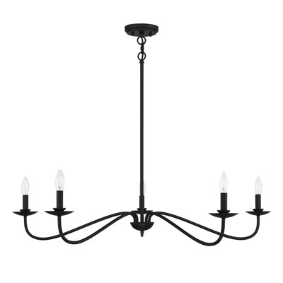 Lustre classique à 5 lumières de style bougie Abigeal en noir mat