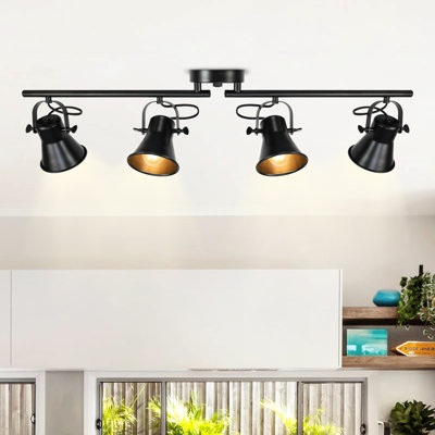 37'' 4 -Light Track Kit Track Lighting Fixtures Ceiling Track Light with Dimmable Adjustable Head
