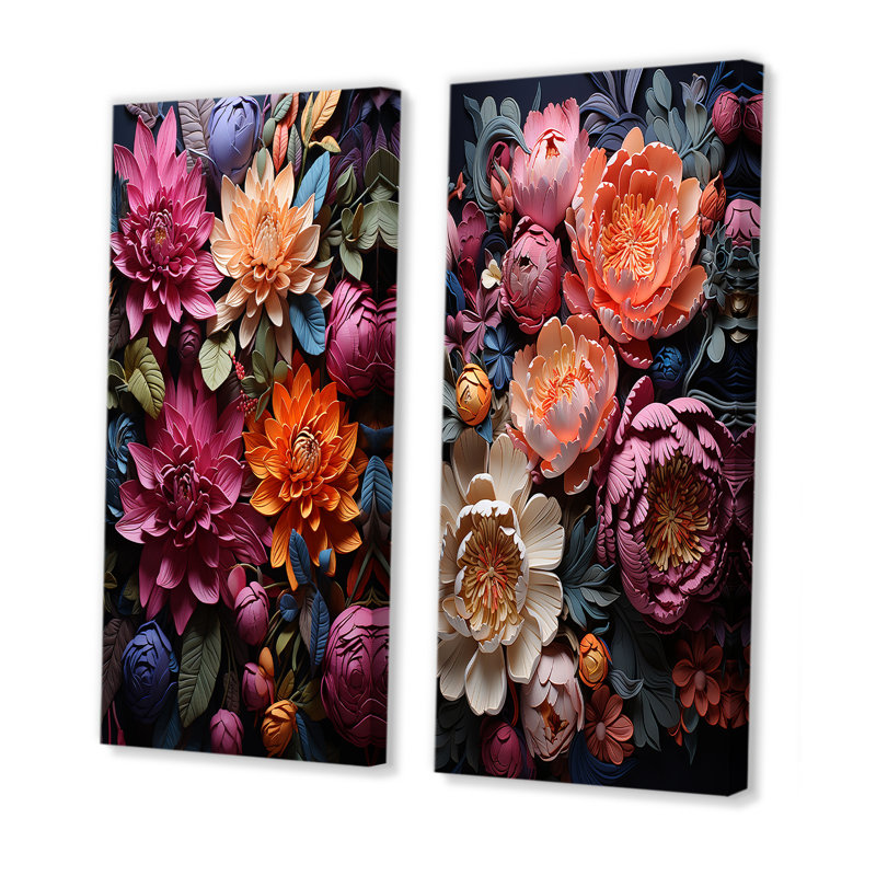 «Rhododendron Magenta Majesty Showcases», 2 pièces, Toile tendue, H 24 po x l 20 po