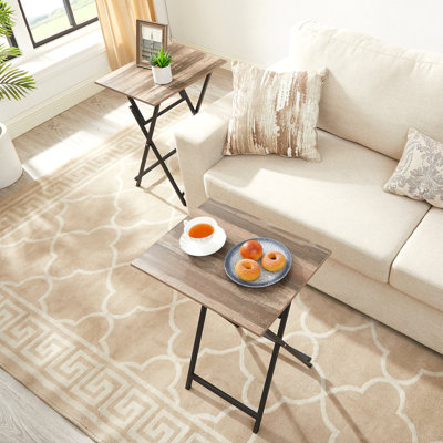 Table d'appoint 2 pièces avec plateau de télévision pliable et sans assemblage