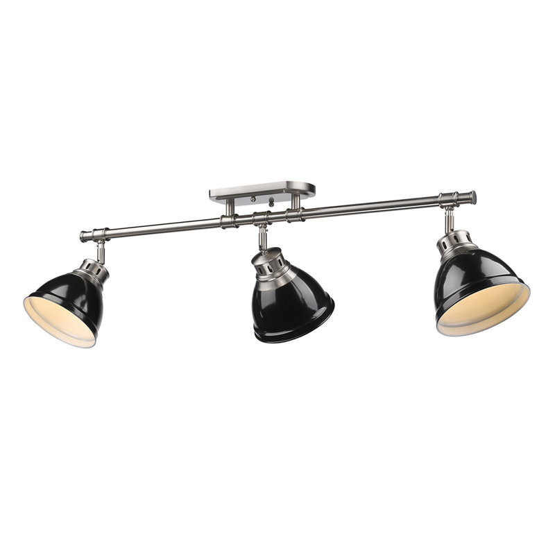 Ensemble d'éclairage sur rail de 35,375 po à 3 lumières Drakeford, Étain, Noir