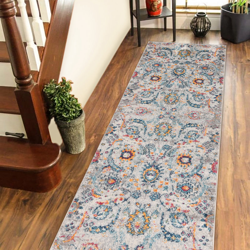 Tapis orange / bleu Campbell Performance, Tapis de couloir 2 pi 7 po x 8 pi