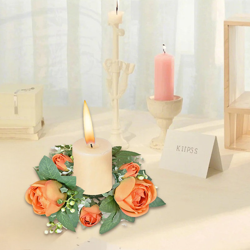 Couronne de 4 petites bougies roses, Orange