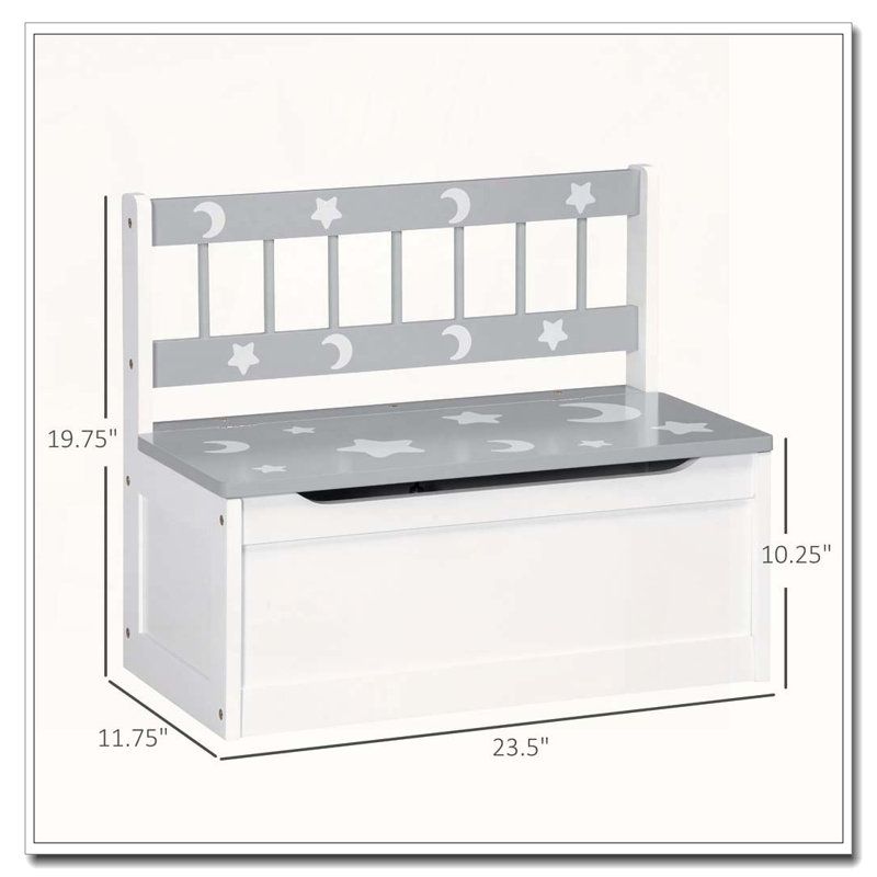 Banc de rangement pour tout-petits avec grand intérieur pour salle de jeux