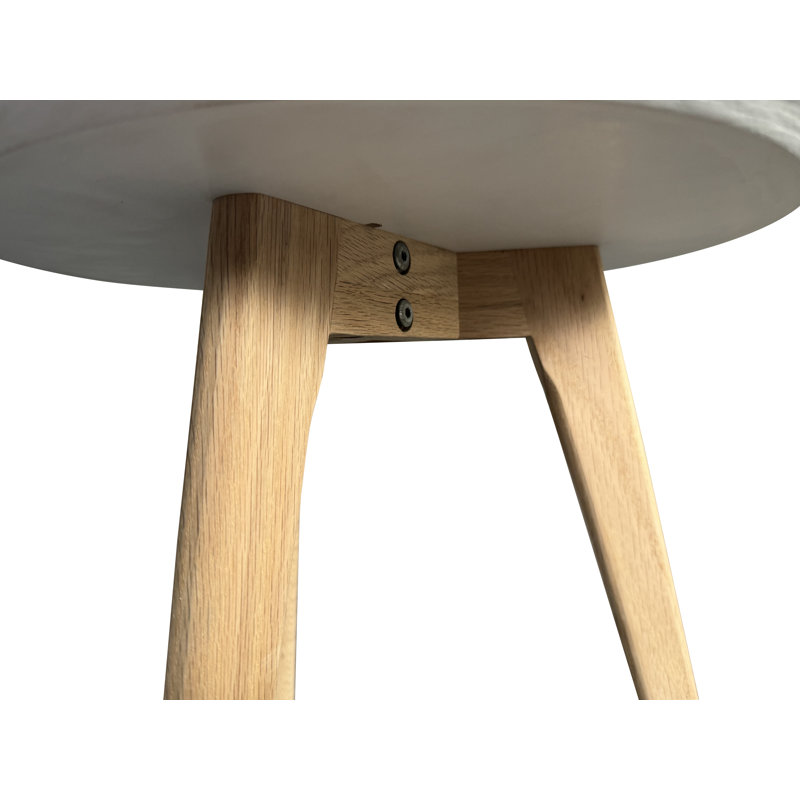 Table de bout à trois pieds Karyssa, Bois clair, Blanc