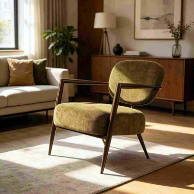 Chaise d'appoint moderne avec structure en métal, chaise d'appoint rembourrée en tissu Softy, fauteuil de détente confortable Mid-Century pour salon, coin lecture, chaise d'invité de loisirs simple (1pc)