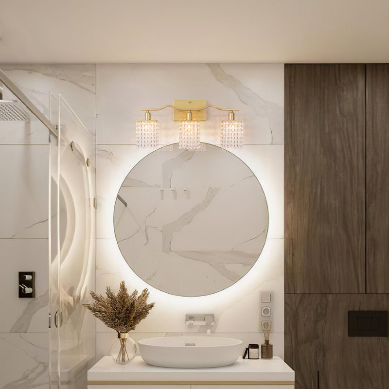 Éclairage mural pour meuble-lavabo à 3 lumières avec abat-jour en cristal 21,3 pouces, 3