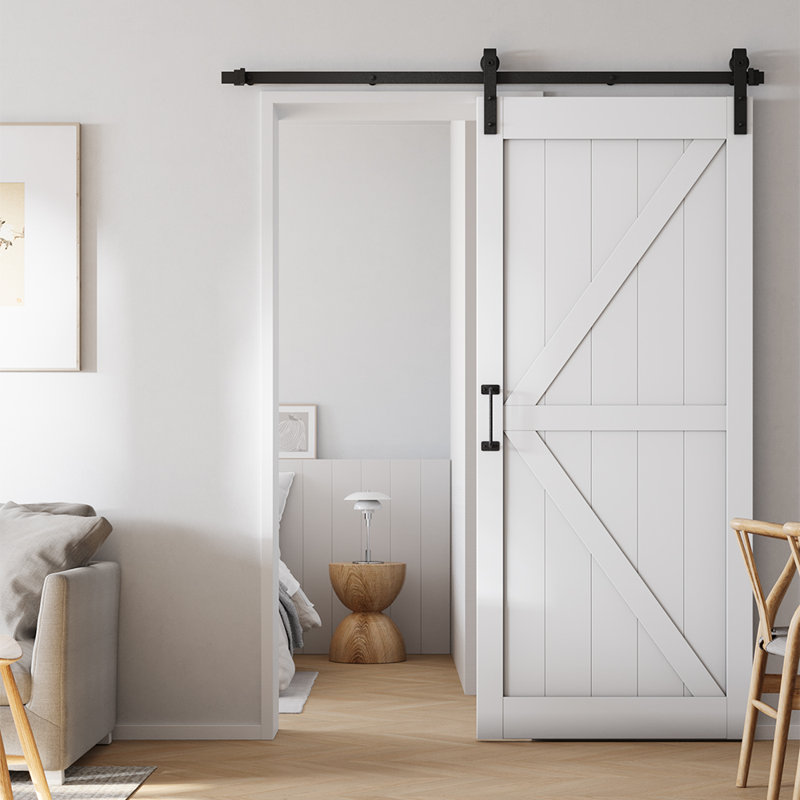 Farmhouse Style Wooden Barn Door with Sliding Kit, 200cm x 213cm