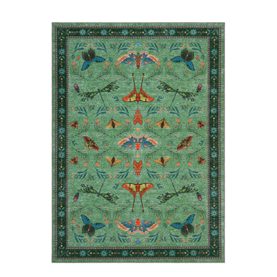 Area Rugs for Living Room Floral Washable Rug Vintage Large Soft Boho Non-Slip Carpet Indoor Floor Stain Resistant Carpets for Bedroom Dining Room Farmhouse Nursery Home Office
