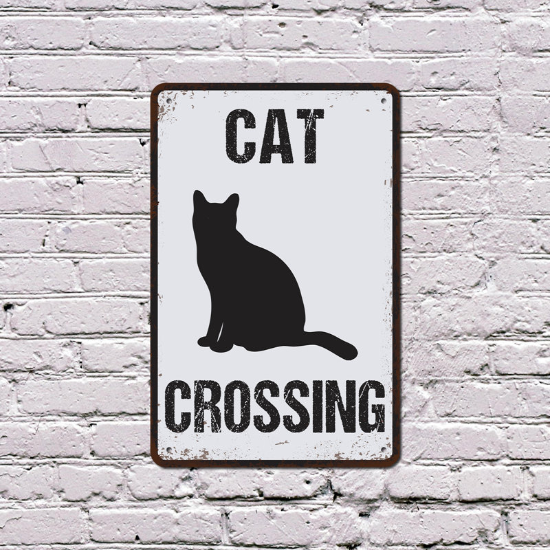 Enseigne de fantaisie en aluminium 18 po x 24 po Cat Crossing