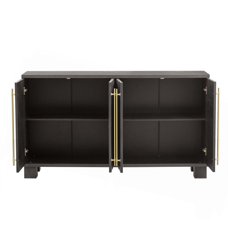 Buffet avec rangement, buffet en bois avec tablettes réglables et poignées dorées pour la cuisine, la salle à manger et le salon
