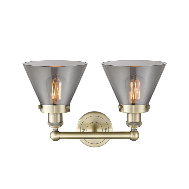 Éclairage pour meuble-lavabo à 2 lumières Artella, Plaqué couleur fumée, Laiton antique