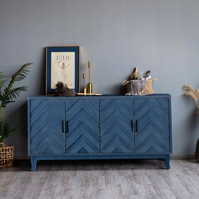 Stronger Vintage Style Buffet Cabinet, Lacquered Accent Storage 4 Door Wooden