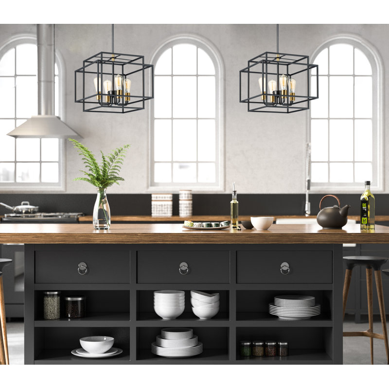 Luminaire suspendu carré unique à 4 lumières Mccluskey