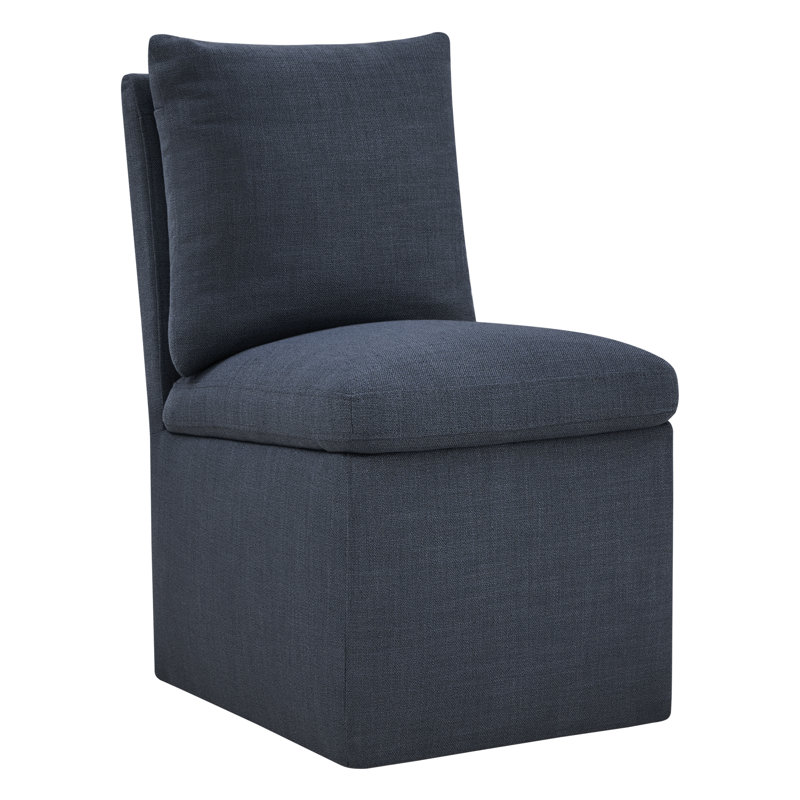 Chaise d'appoint rembourrée avec rangement caché et roulettes Helmetta, Effie Indigo