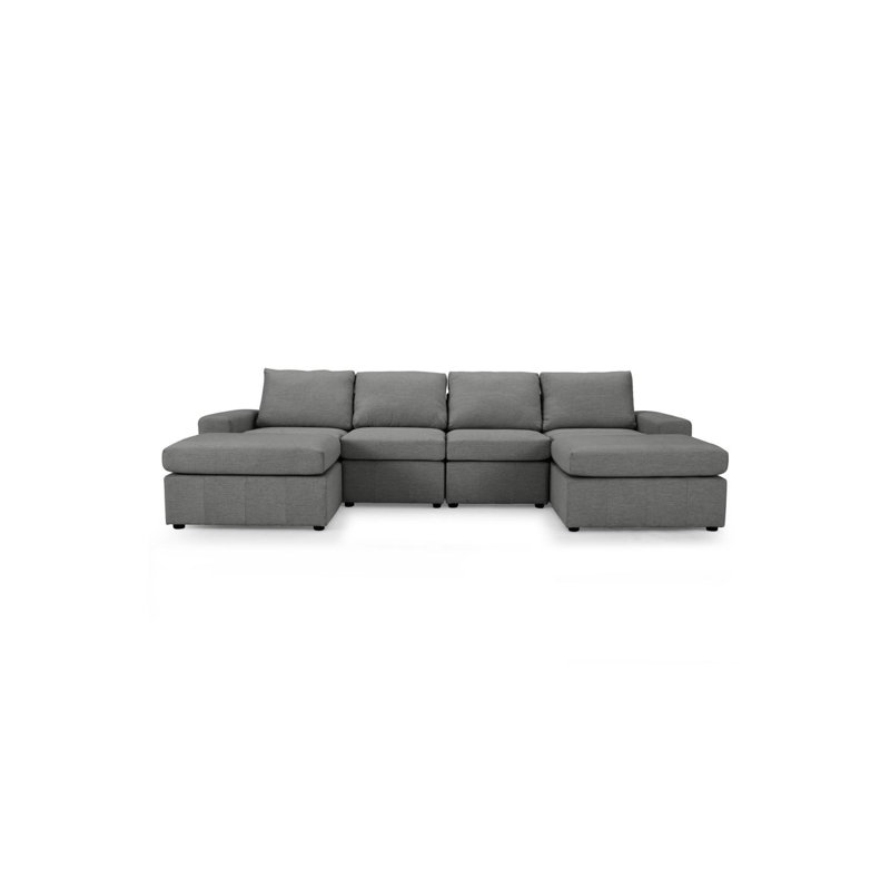 Savino 4 Seater Sofa & Chaise, Dark Grey