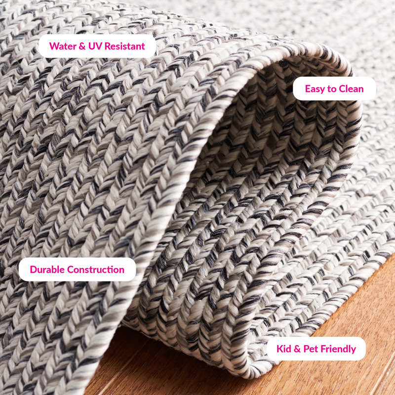 Kar Hand Woven Performance Machine Washable Rug, Rectangle 3' x 5', Gray/Ivory
