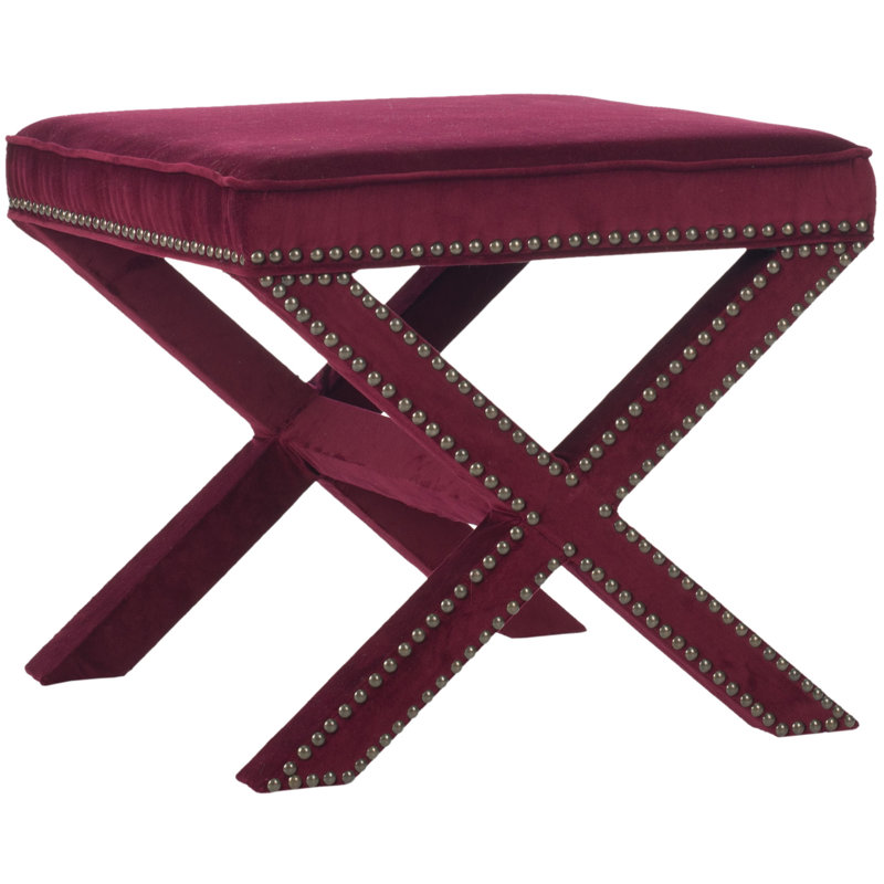 Repose-pieds standard carré de 21,5 po Dangela, Velours rouge