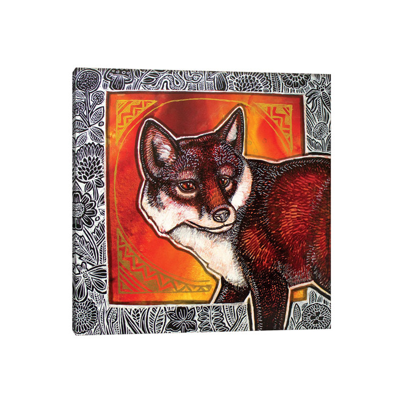 Fox In The Flowers by Lynnette Shelley - Gallery-Wrapped Canvas Giclée on Canvas, Wrapped Canvas, 30.48 cm H x 30.48 cm W