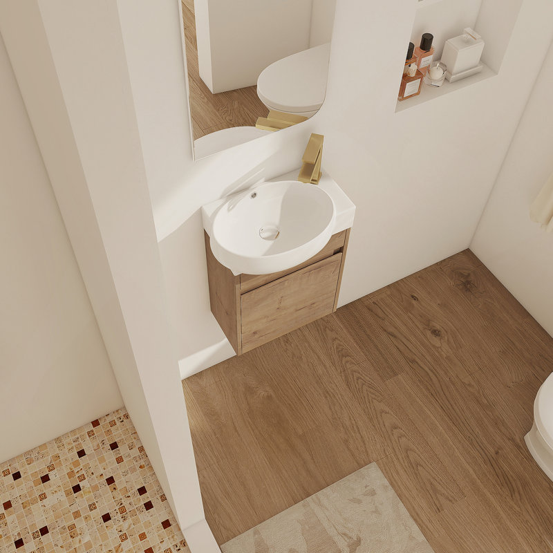 Meuble-lavabo autoportant à fermeture en douceur avec lavabo