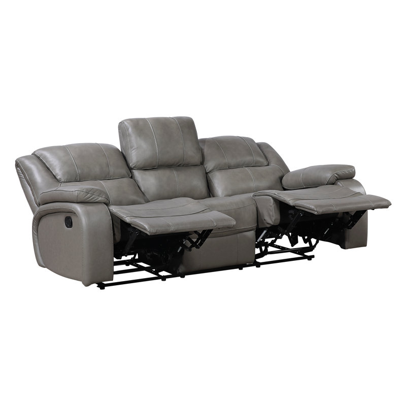 Canapé inclinable 3 places en cuir gris