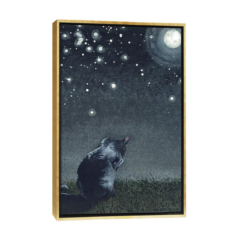 « Moonbathing » par Maggie Vandewalle-reproduction d’art, H 26 po x l 18 po x 1,5 po, Toile encadrée d'or, Pas de tapis