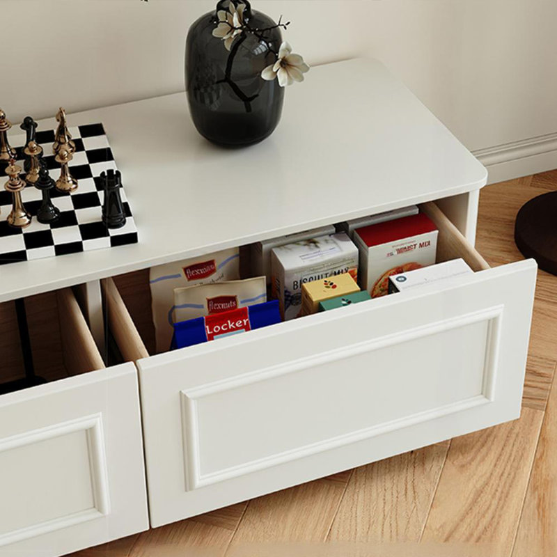 Solid Wood Veneer TV Stand with Hidden Handles, 17.71" H x 78.74" L x 15.74" W
