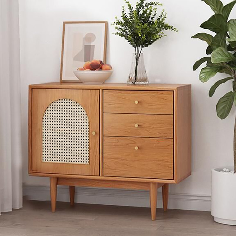 Multifunctional Rattan Weaving Sideboard, Sandy Brown