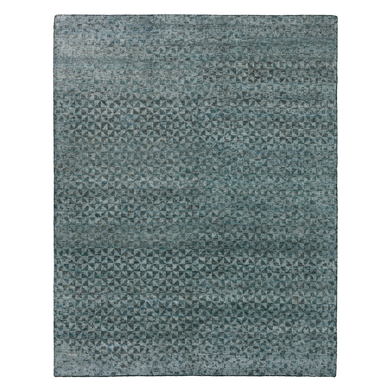 Atz Hand Knotted Wool Geometric Area Rug, Rectangle 8'10" x 12'