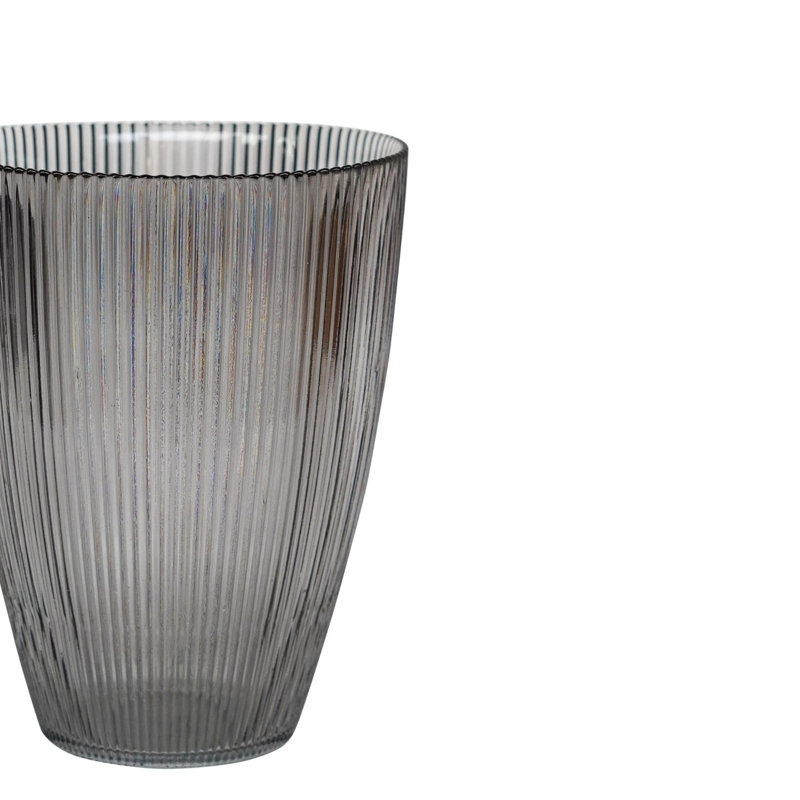 Ribbed Tall Vase Recycled Glass Table Vase, Charcoal