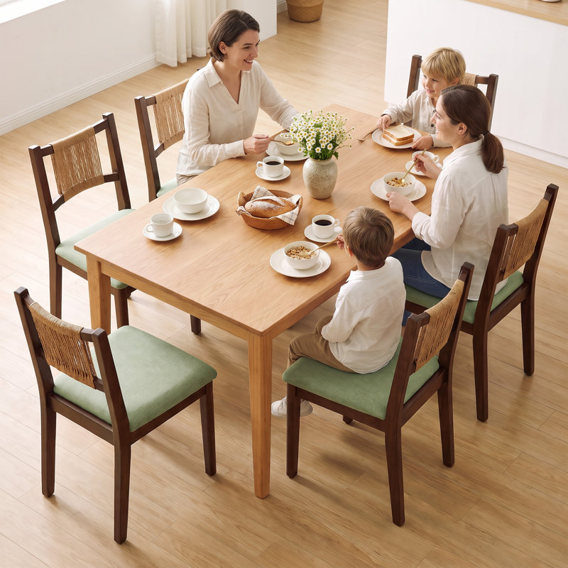 Chaise de salle à manger en corde tissée à la main avec siège rembourré, 4, Khaki