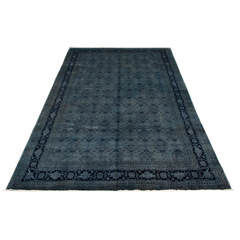 Tapis bleu noué à la main unique 11 pi 6 po x 17 pi 8 po