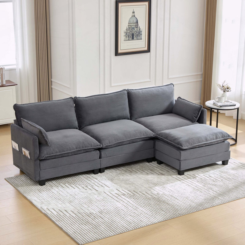 Canapé modulaire surdimensionné avec repose-pieds mobile, Grey