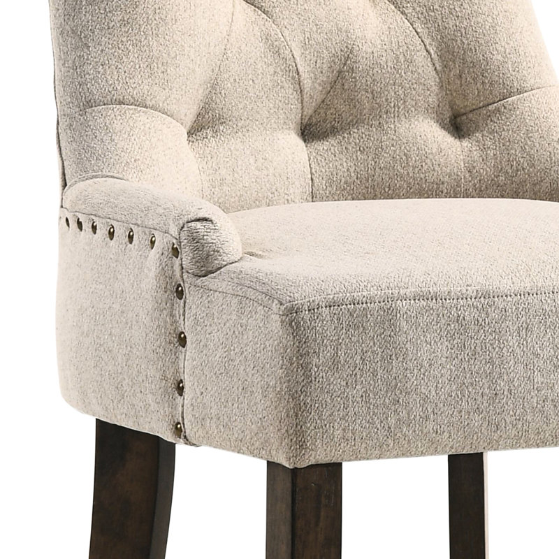Chaises d'appoint beiges (de 2), ajout classique à la salle à manger, pieds en bois d'hévéa, rembourrage en mousse, teinte chêne vieilli (2), style, forme rectangulaire en bois, nuance