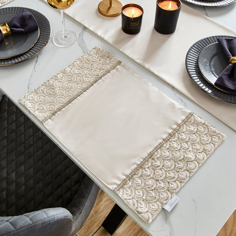 Deco Sequin Dining Place Mat 4 Pack, Gold