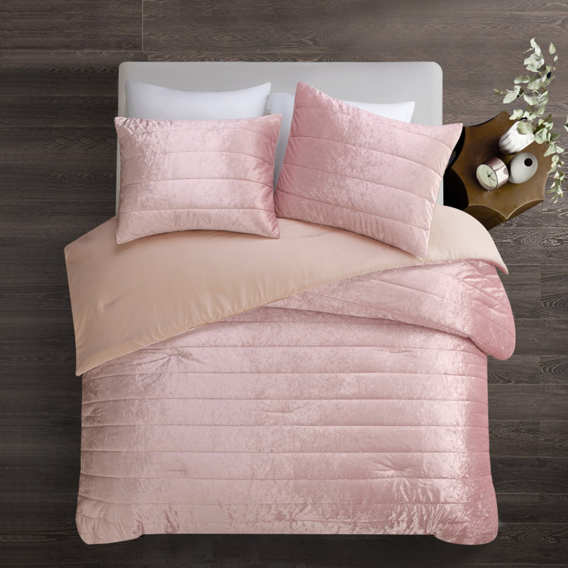 Blush Polyester 180 Thread Count Washable Down Comforter Set, King